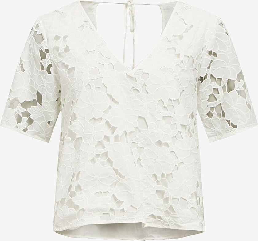 Topp objNellie RE S/S V-neck Top 138 - Hvit