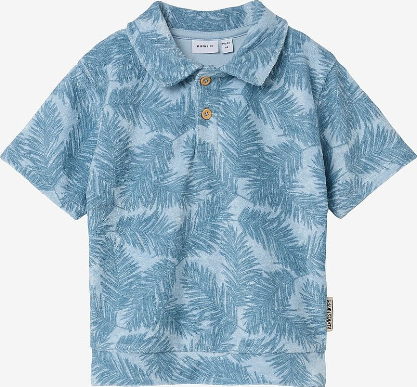 Skjorte nmmFrede Nreg Terry SS Polo Box i frotté - Blå