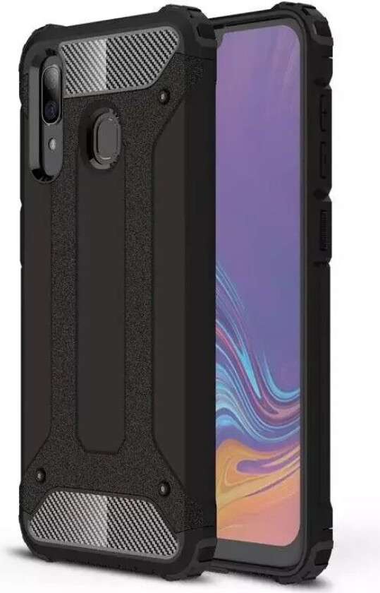 Samsung Galaxy A30 Armor Guard Hardt Plastdeksel - Svart