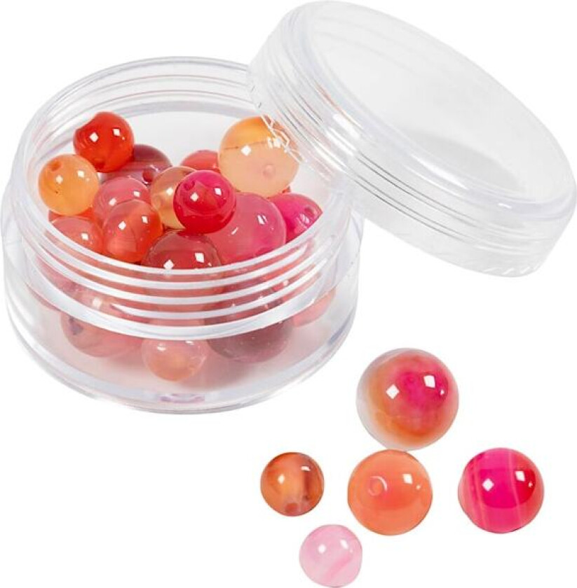 Perler av agat, 1x10, 12x8, 15x6 mm, 0,9-1 mm, beige, rosa, 28stk./ 1 pk.