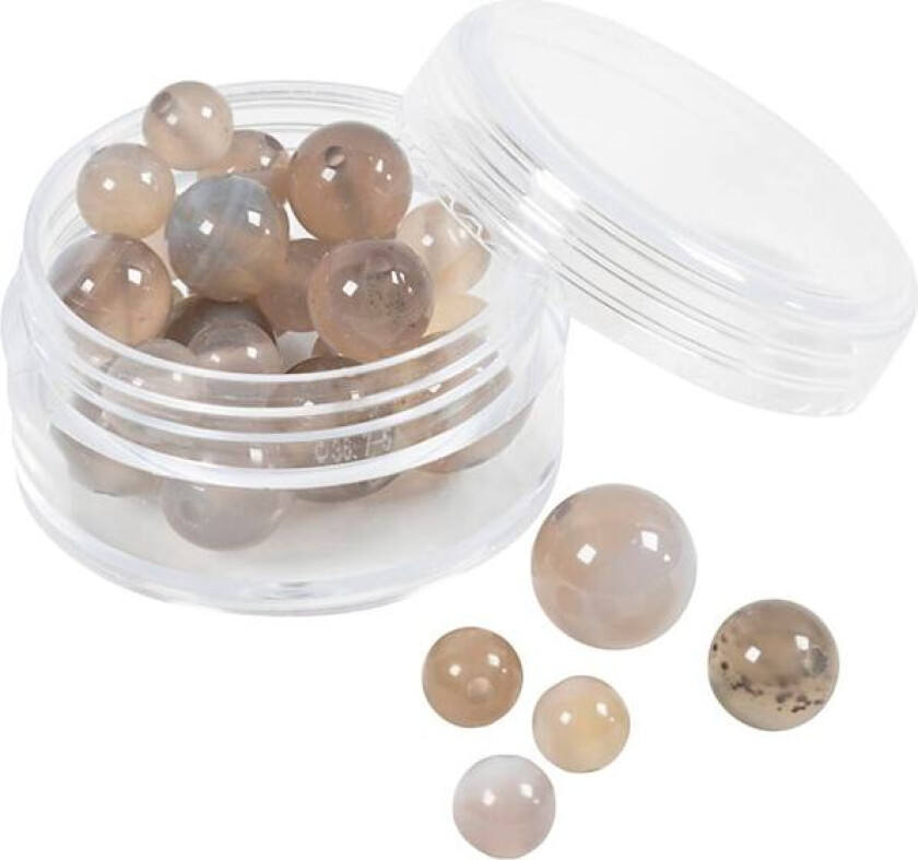 Bilde av Perler av agat, 1x10, 12x8, 15x6 mm, 0,9-1 mm, transparent grå, 28stk./ 1 pk.