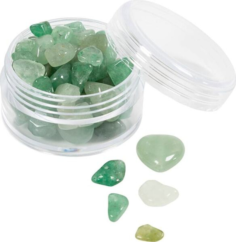 Krystallperler, Aventurin, 7-12 mm, 1 mm, grønn, 63stk./ 1 pk.