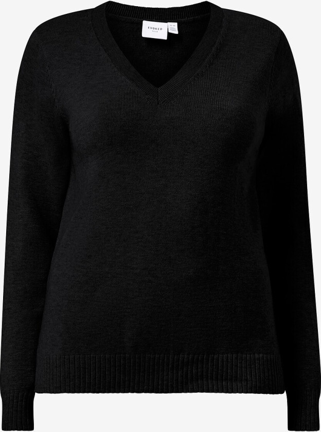 Genser viRil V-neck L/S Knit Top Curve - Svart