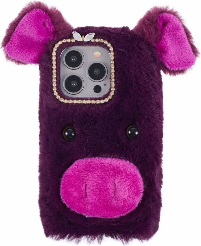 iPhone 15 Pro Fleksibelt Plastbakdeksel m. Pels - Gris - Lilla