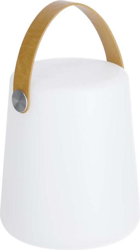 KAVE HOME Dialma bordlampe, trådløs - hvit polyetylen og brunt kunstskinn