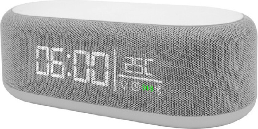 AWB2465 Alarm Clock w/Wireless Charger & BT Speaker White