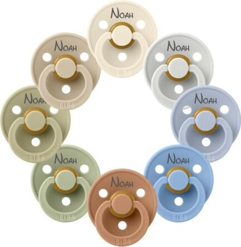 Bilde av Bibs Colour, Str. 1 (0-6 Md.), Rund - Lateks, Smokker Med Navn, 8-pak