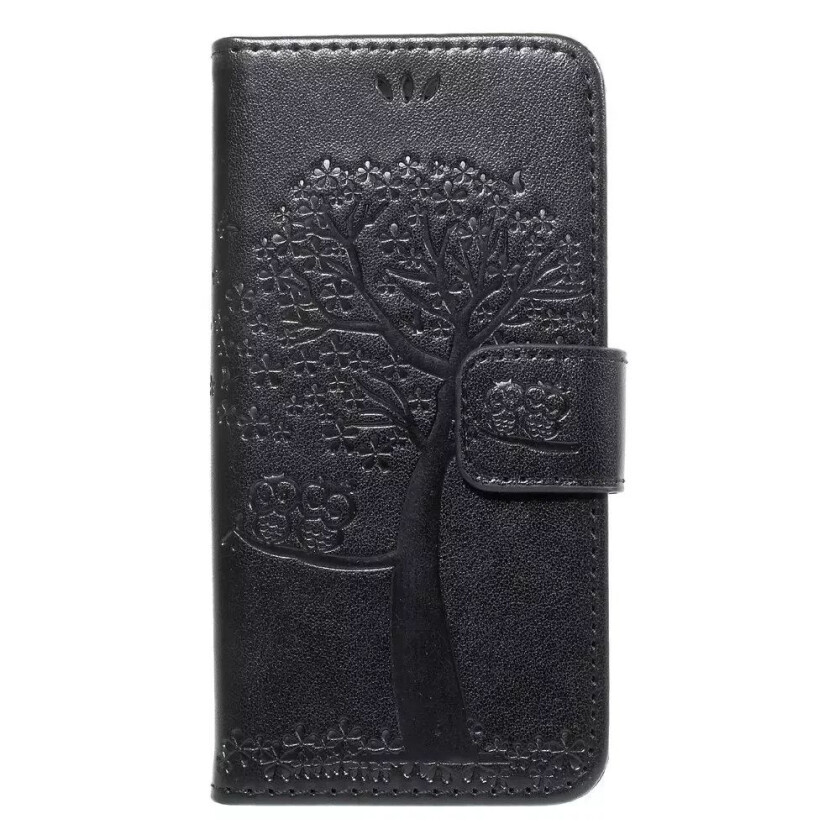 iPhone SE (2022 / 2020) / 8 / 7 Deksel m. Lommebok - Ugler i Tre - Svart