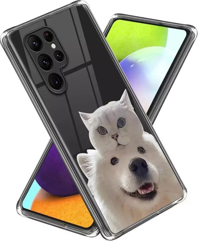 Samsung Galaxy S23 Ultra Plast Gjennomsiktig Deksel m. Motiv - Hund og Katt