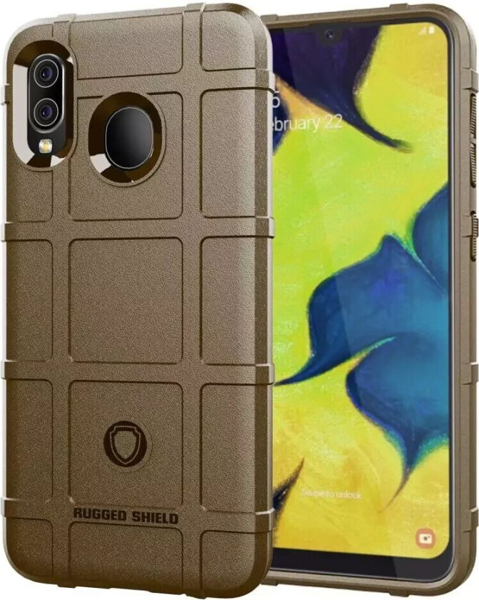 Samsung Galaxy A30 Rugged Shield Plastik Deksel - Brun