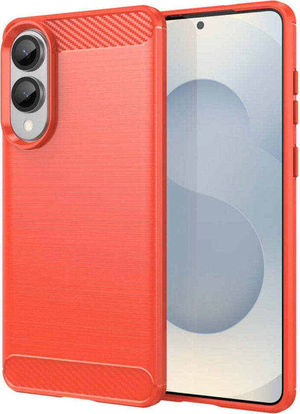 Samsung Galaxy S25 Edge Brushed Carbon Fiber Fleksibelt Plast Deksel - Rød