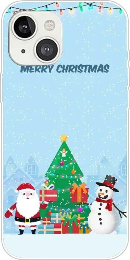iPhone 15 Fleksibelt Plast Jul Deksel - Merry Christmas - Julenissen og Snømannen