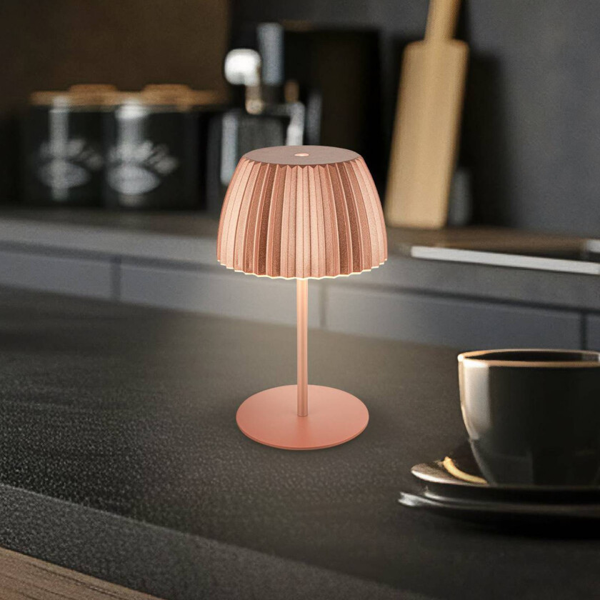 LED-bordlampe Brilo unplugged Riffle, kobberfarget