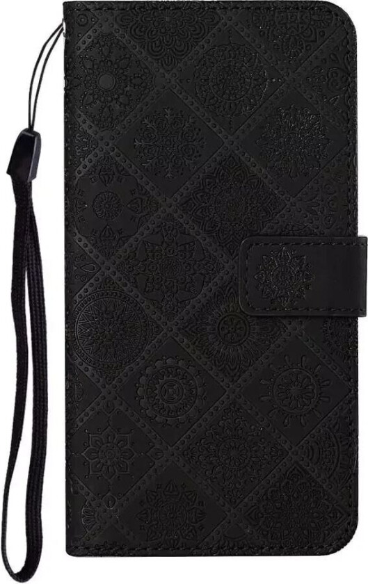 Samsung Galaxy A12 Deksel m. Lommebok Mini Mandela Print - Sort