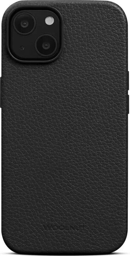 WOOLNUT iPhone 14 WOOLNUT Ekte Skinn Deksel - MagSafe Kompatibel - Svart