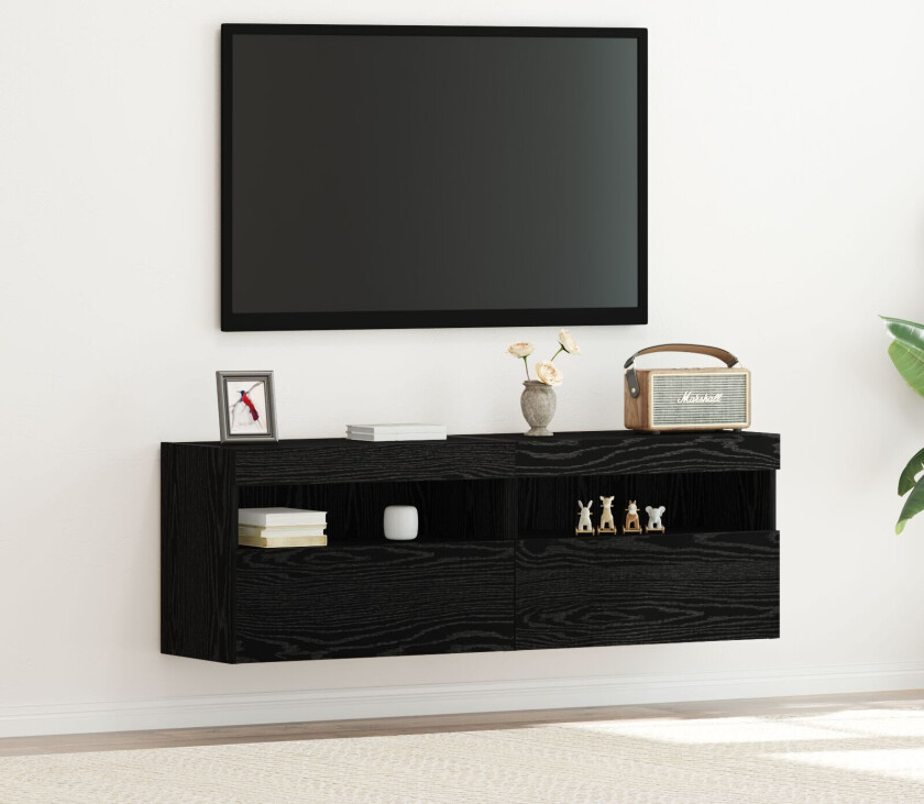 TV veggskap Svart eik Konstruert tre Lagring