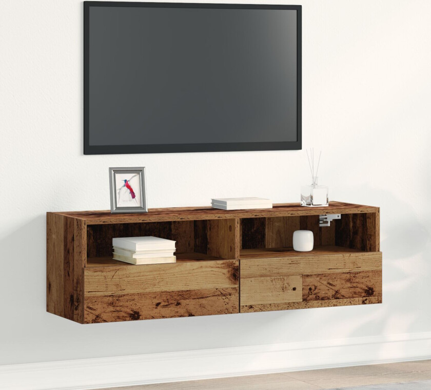 TV Veggskap Gammelt tre Trekompositt Medium Rustikk TV-stativ