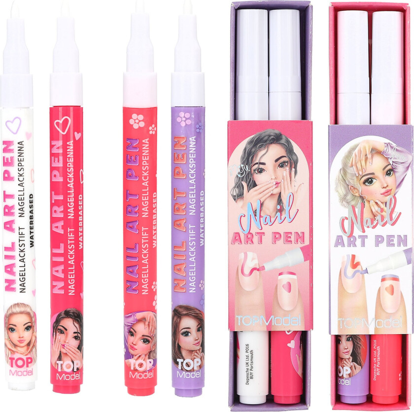 TOPModel Neglelakkpenner BEAUTY and ME - Pink and White, Peach-Coloured and Purple - 2 ml per pen