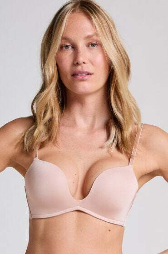 Vattert bh med bøyle push-up Deep-V Beige