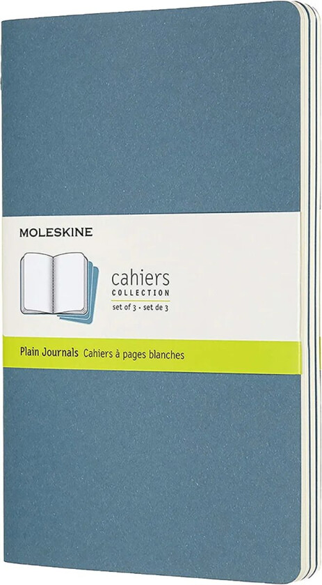 Notatbok Cahier 3pk L - Blank Brisk Blue