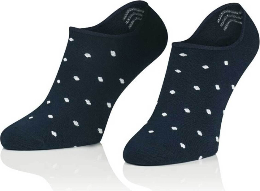 Bomull herre marineblå no show sokker med hvite prikker