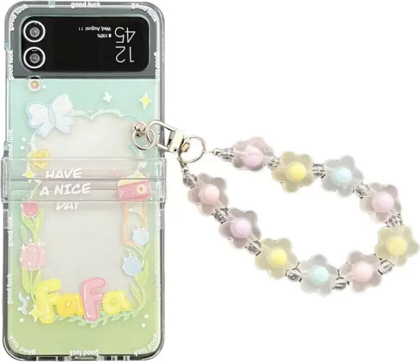 Samsung Galaxy Z Flip3 (5G) Plast Deksel m. Perlekjede - "Have A Nice Day"