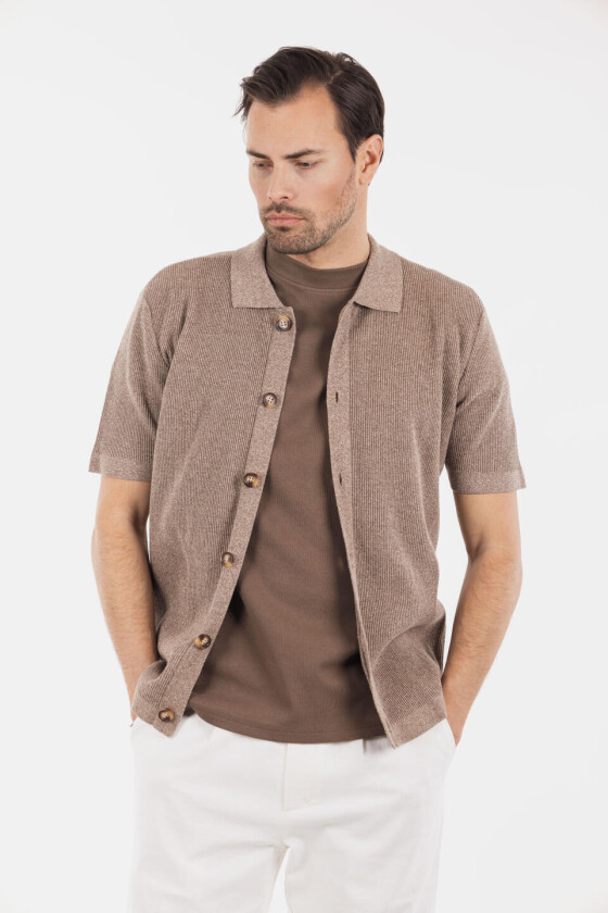 Star Shirt Brown twill M Structure knit SS shirt