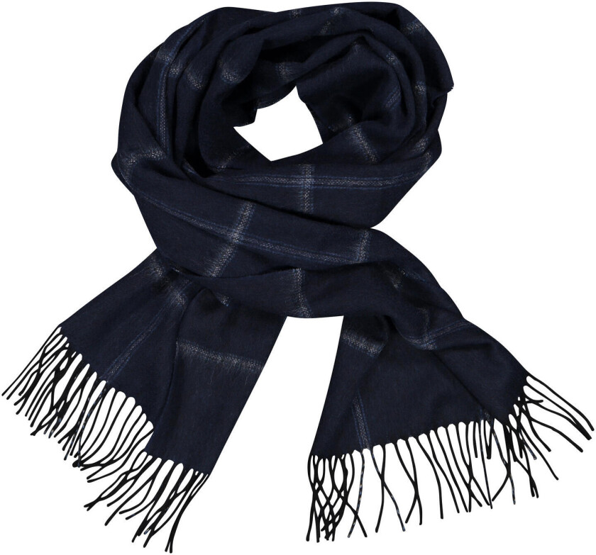 Bea Scarf Navy striped check One Size Wool scarf