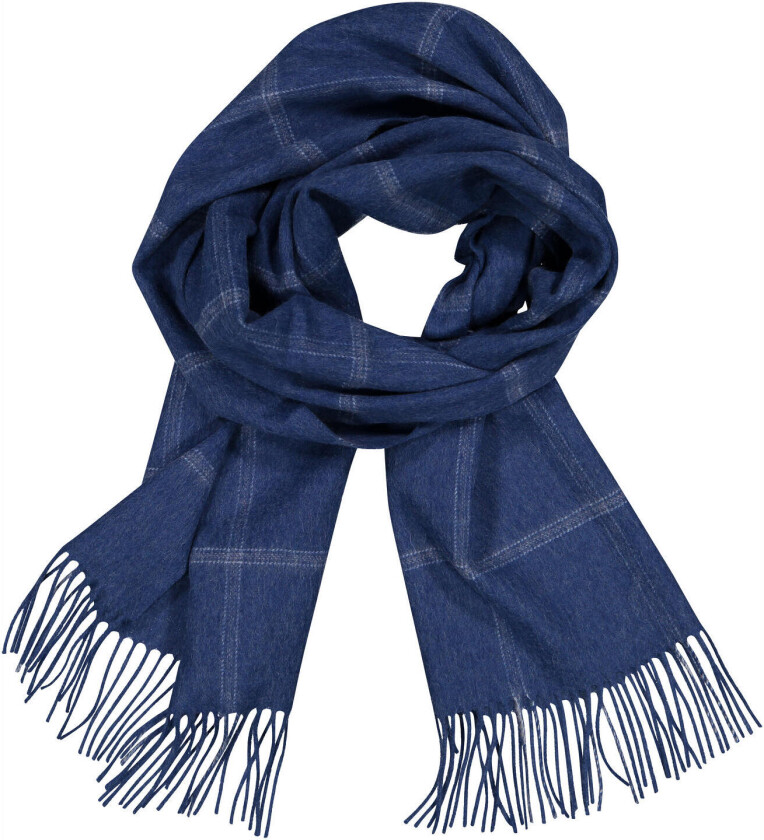 Bea Scarf Mid Blue Check One Size Wool scarf