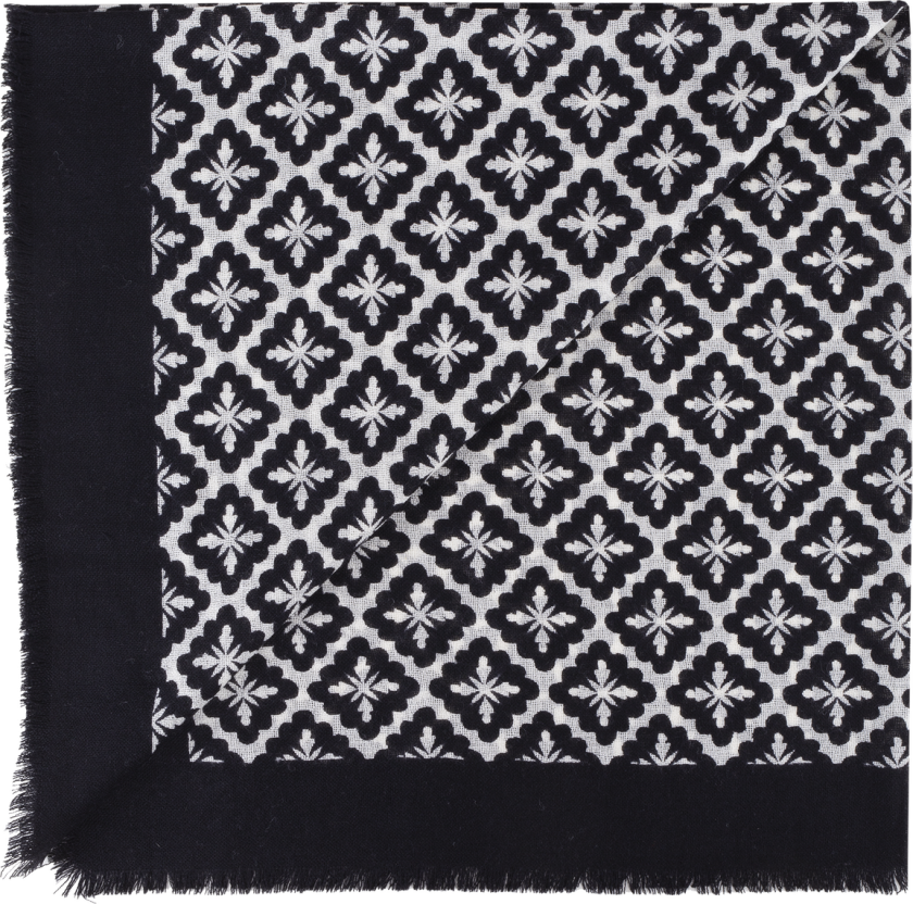 Charles Scarf Black flower One Size Mercerized merino scarf