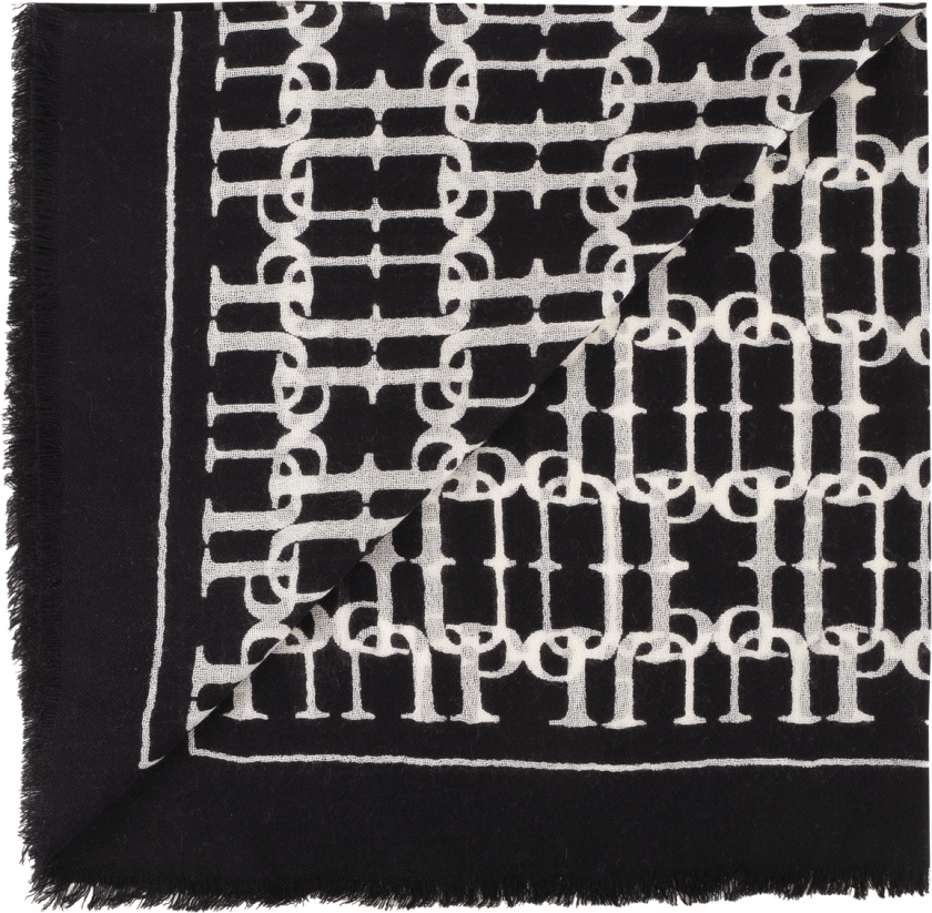 Charles Scarf Black UP logo One Size Mercerized merino scarf