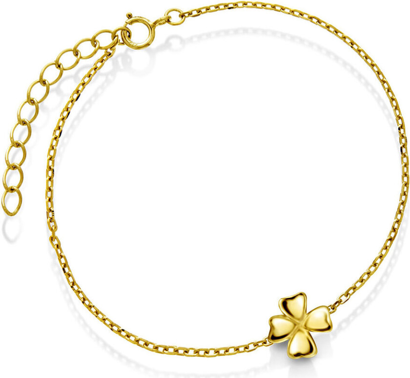Armbånd i forgylt 925 sølv med firkløver