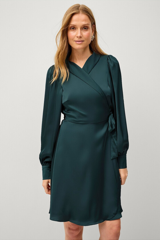 Omslagskjole viEnna Ravenna L/S Short Wrap Dress - Grønn