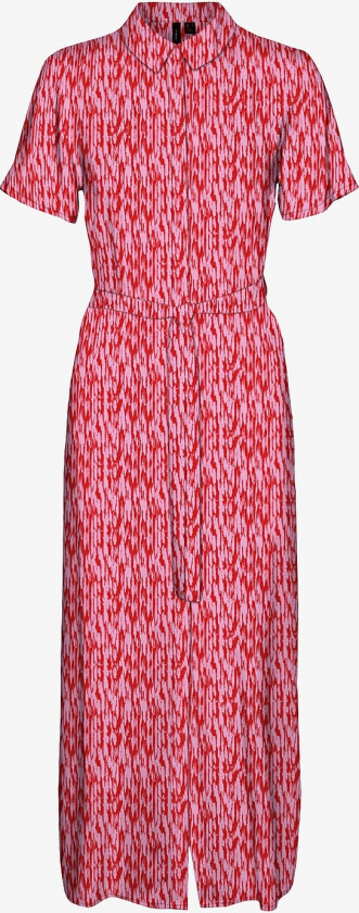Skjortekjole vmCeasy Joy S/S Long Shirt Dress WV - Rød