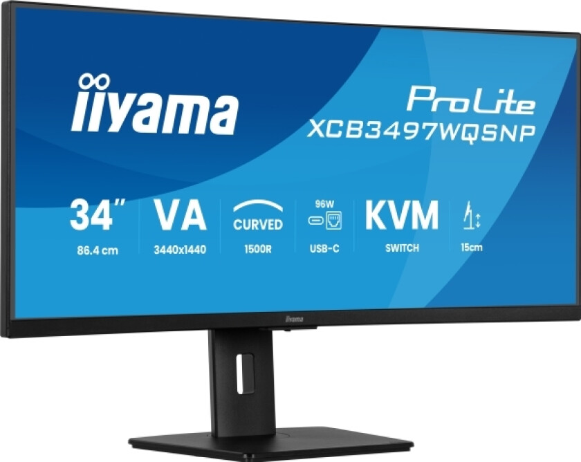 Prolite Xcb3497wqsnp-B1, 86,4 Cm (34"), 3440 X 1440 Pixlar, Ultrawide Quad Hd, Led, Svart