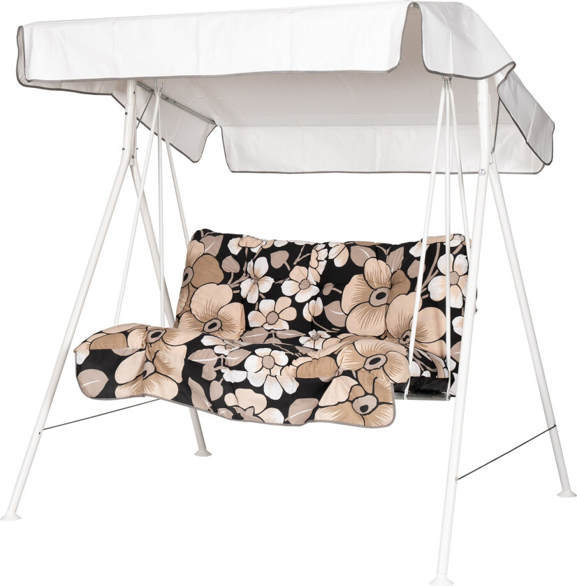 Tritante Komplett Hengekøye 130 cm - Hvit/Blomstrete