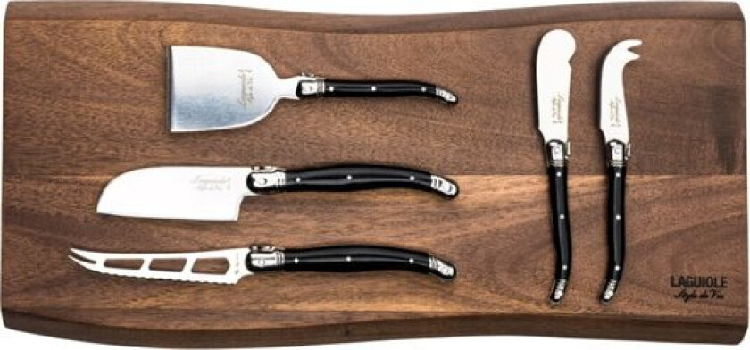 Ostekniver og skjærebrett 6 deler svart