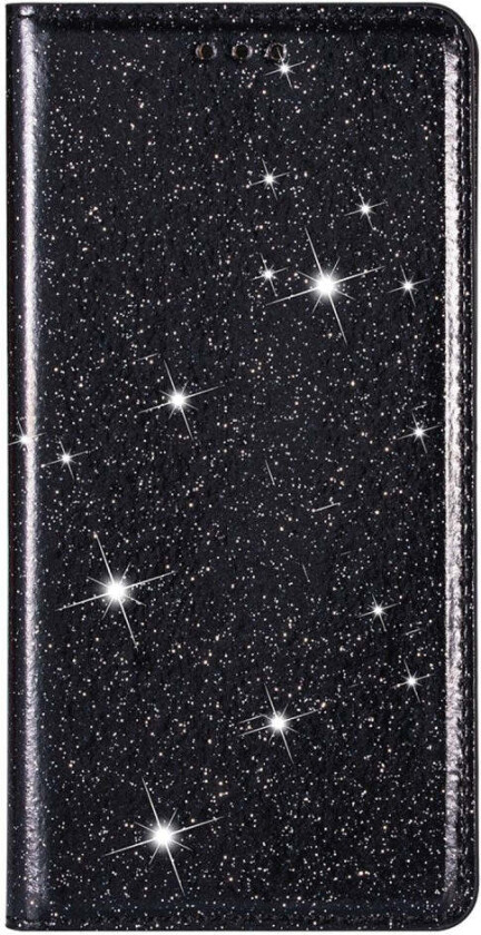 Samsung Galaxy S22+ (Plus) Kunstskinn Deksel med Lommebok & Stativ - Glitter - Svart
