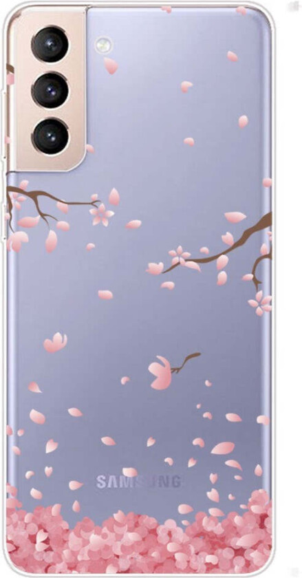 Samsung Galaxy S22+ (Plus) Fleksibelt Plast Deksel med Vakkert Motiv - Lilla Himmel og Rosa Tre