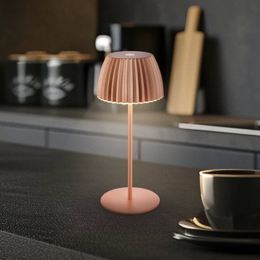 LED-bordlampe Brilo unplugged Riffle, kobber