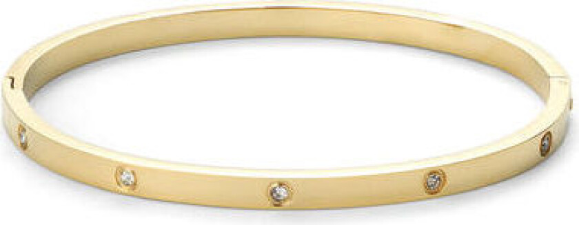 Fiona - Crystal Bangle Bracelet Stainless Steel - Gold One Size