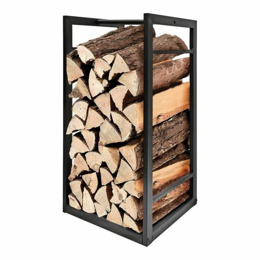 Vedstativ metall - 33 x 33 x 68 cm - sort