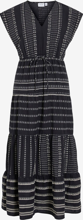Maxikjole viSavila V-neck S/L Ancle Dress - Svart