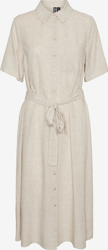 Skjortekjole pcPia 2/4 Midi Shirt Dress - Beige