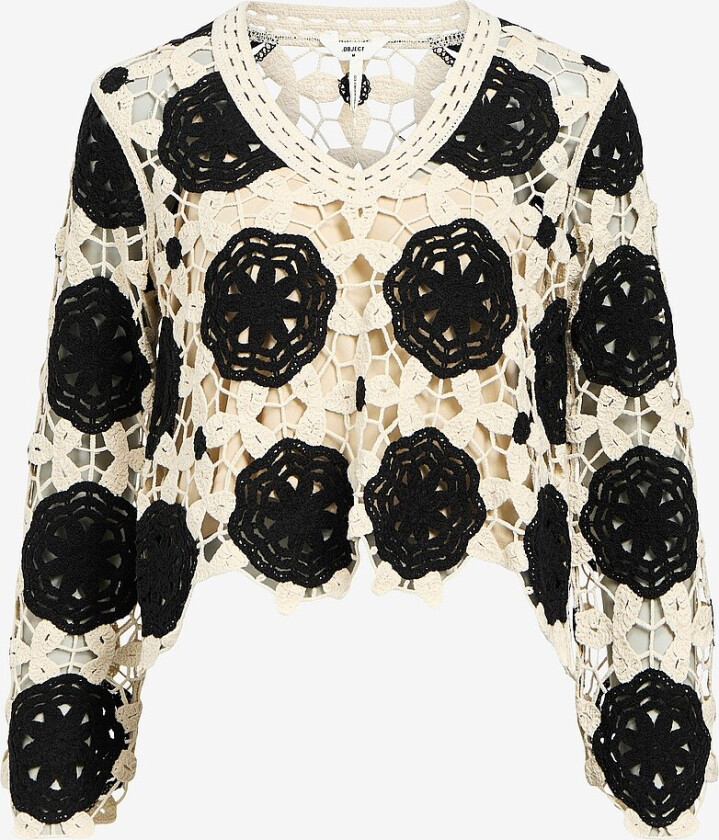Topp objElena RE L/S Knit Pullover Cc2 S - Grå