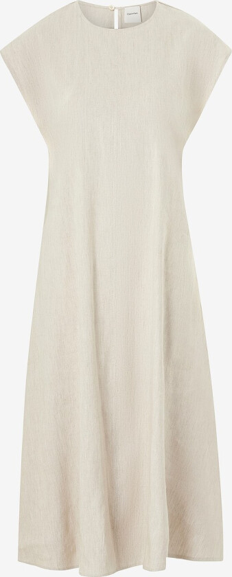 Kjole i lin Stretch Linen Midi Dress - Beige