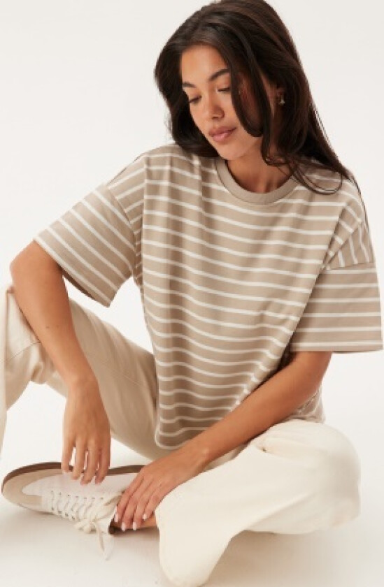 Pcchilli Summer Sweat Stripe Crockery Stripes:Cloud dancer XL