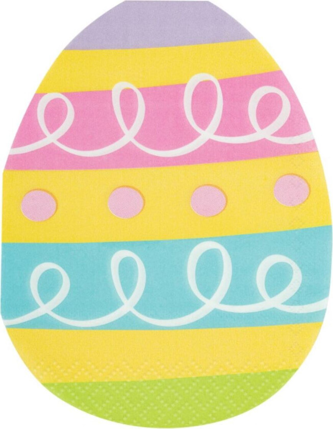 Påskeservietter, Fargerike eggformede servietter, 16stk