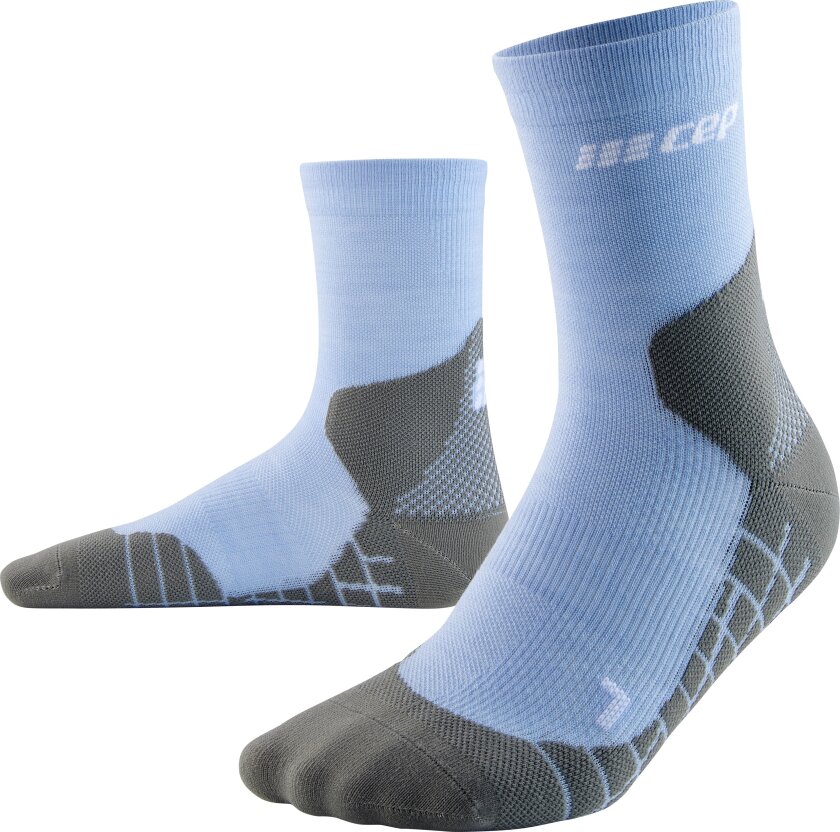Men's Hiking Light Merino Mid Cut Compression Socks Light Blue