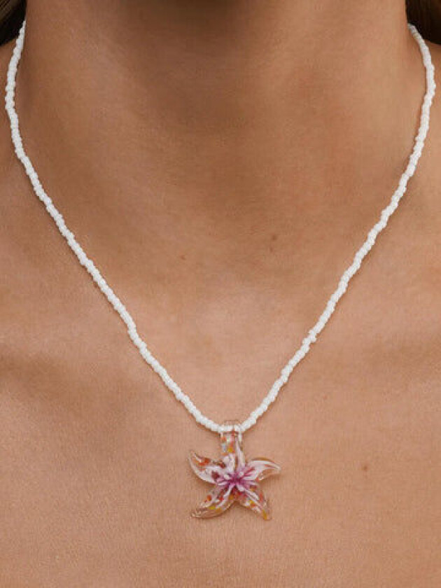 Serafina - Glass Starfish Necklace Stainless Steel - Purple One Size
